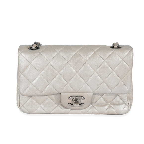 Chanel Silver Metallic Nubuck Rectangular Mini Flap - Picture 4 of 7